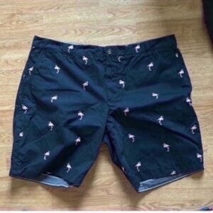 Ted Baker Navy Shorts with Pink Flamingo Print